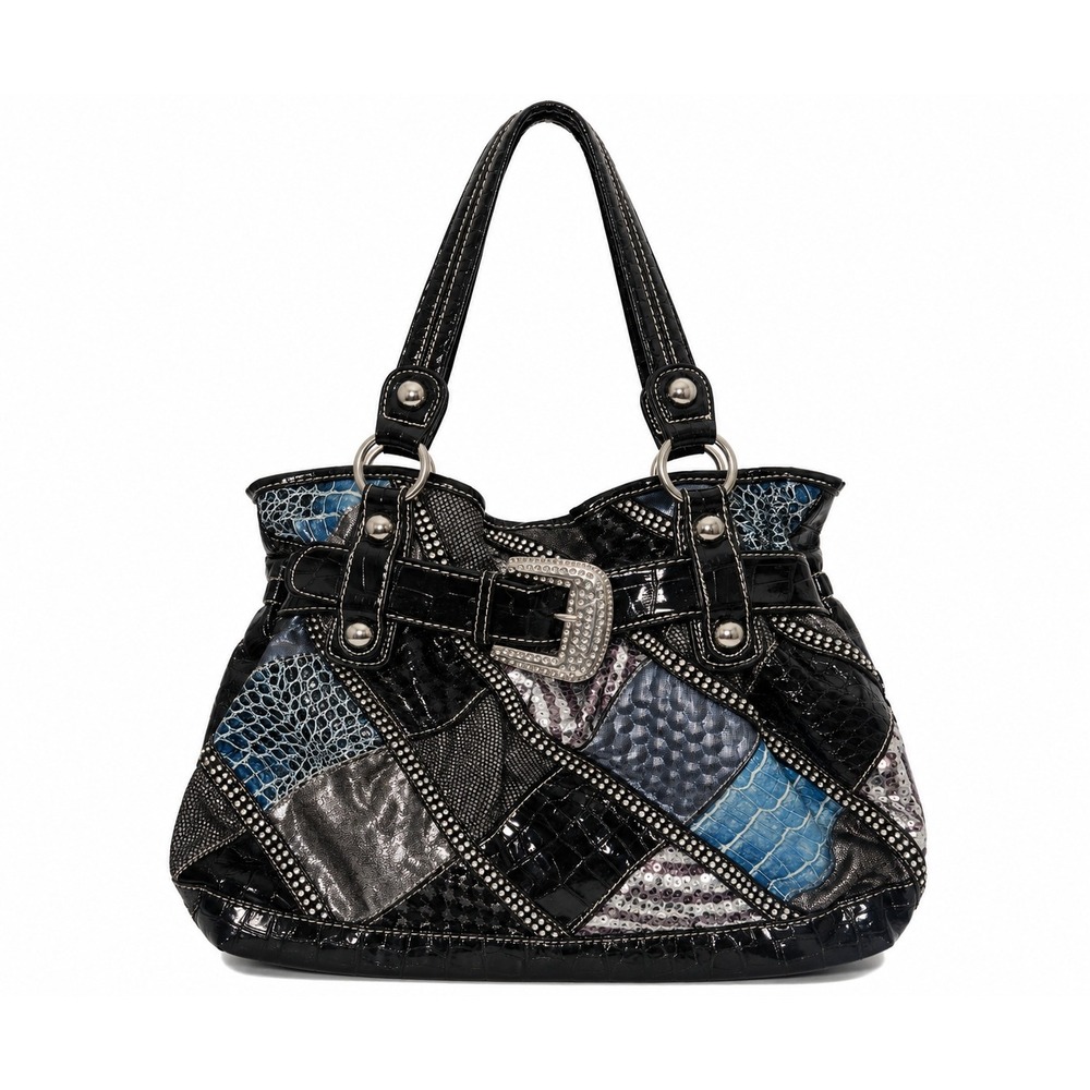 Studded Rhinestone Buckle Patchwork Purse Bag McBling Y2K Glam Rock Punk Goth
